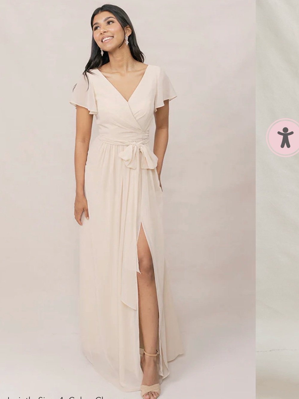 Revelry Harper Chiffon Faux Wrap Dress in Blush Size 10